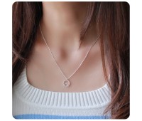 Beautiful Round shape CZ Crystal Silver Necklace SPE-5256